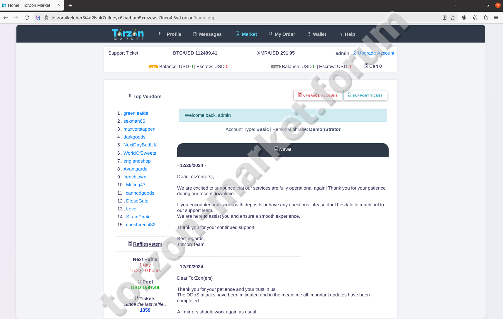 Torzon darknet market homepage 2026